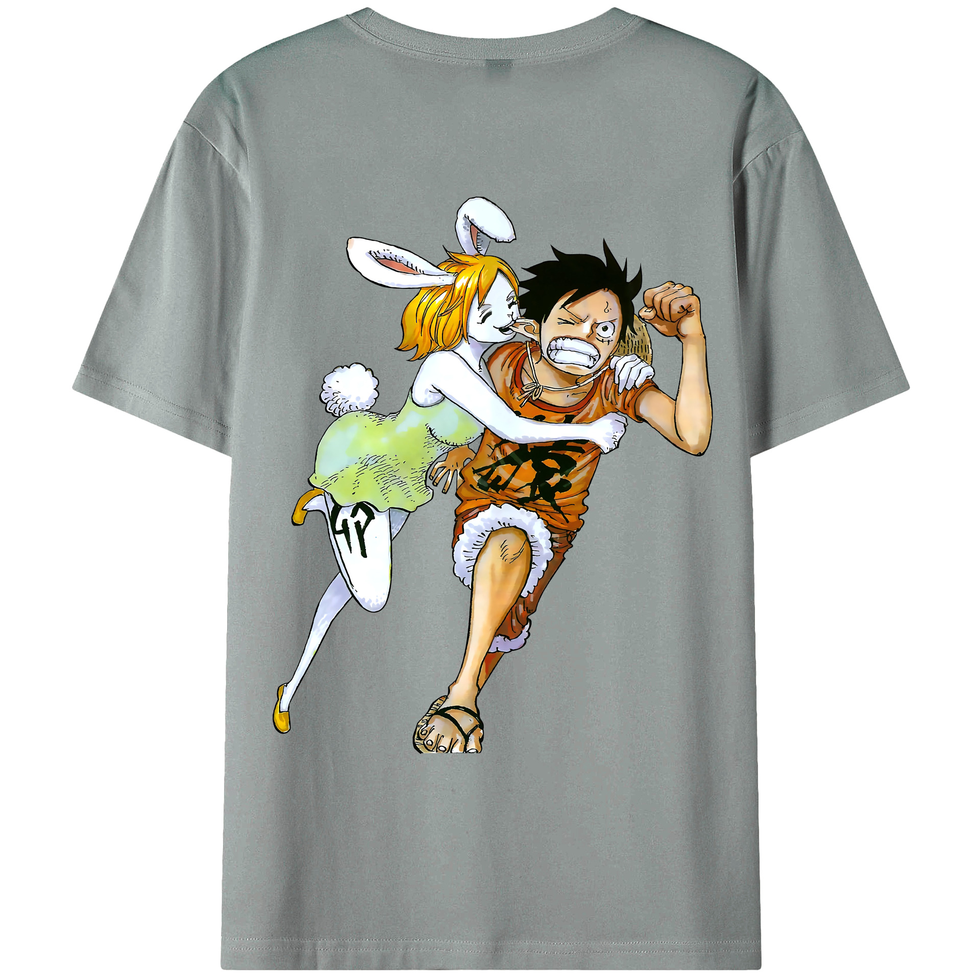 ワンピース モンキー・D・ルフィ ONE PIECE Monkey D. Luffy 綿100％ メンズ半袖Tシャツ（バックプリント） 通気性